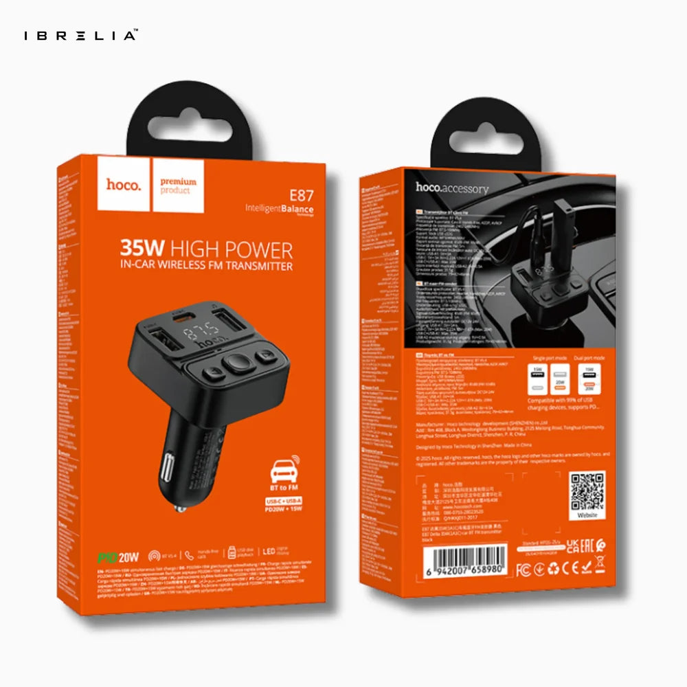 HOCO E87–35W High-Power In-Car Wireless FM Transmitter