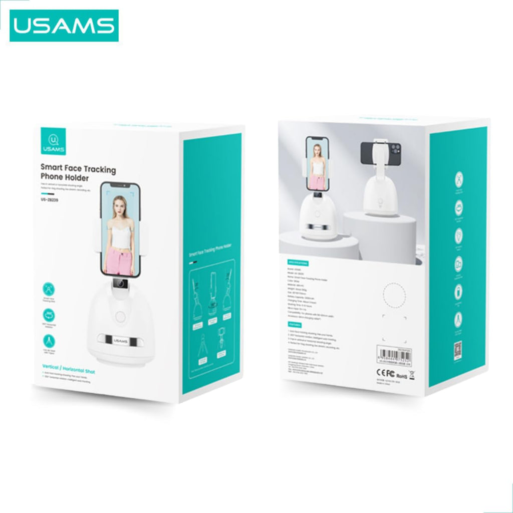 USAMS Smart Face Tracking Mobile Holder 360°Horizontal Rotation, 45°