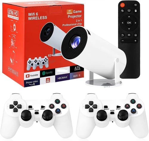 2-in-1 Gaming Projector with Professional Chip and 2.4G Wireless Connectivity with 2 Controllers