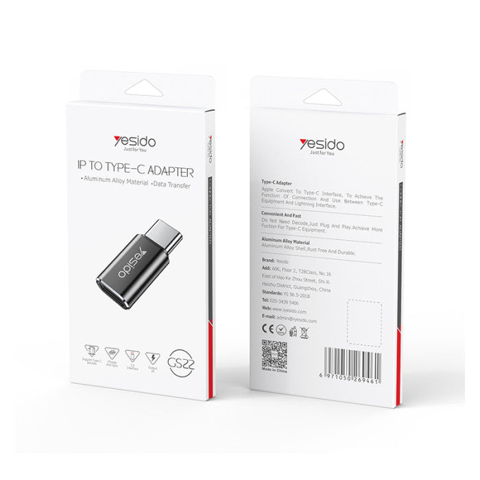Yesido GS22 Aluminum Alloy Fast Data Transfer Type-C to Lightning OTG Adapter For iPhone iOS
