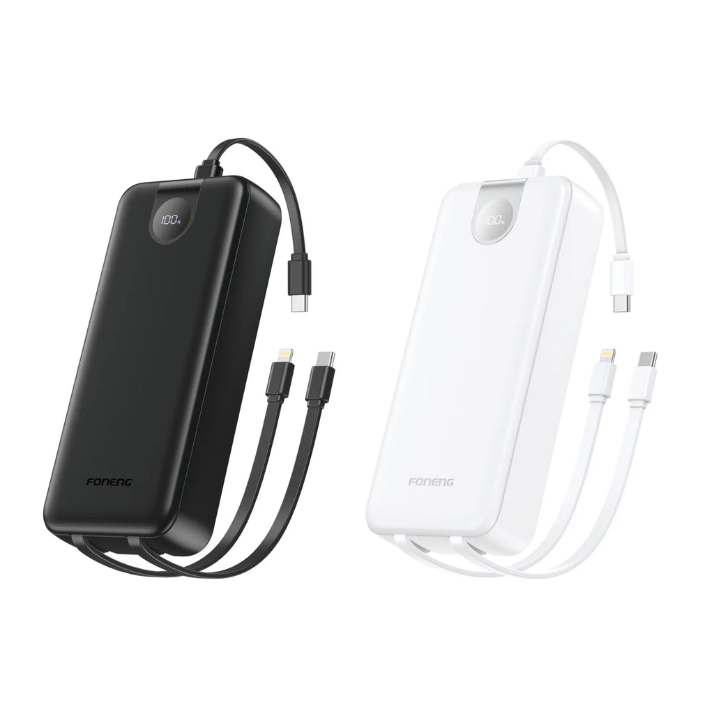 Foneng PX107 20000mAh Power Bank with 3 Built-in Cables (22.5W)