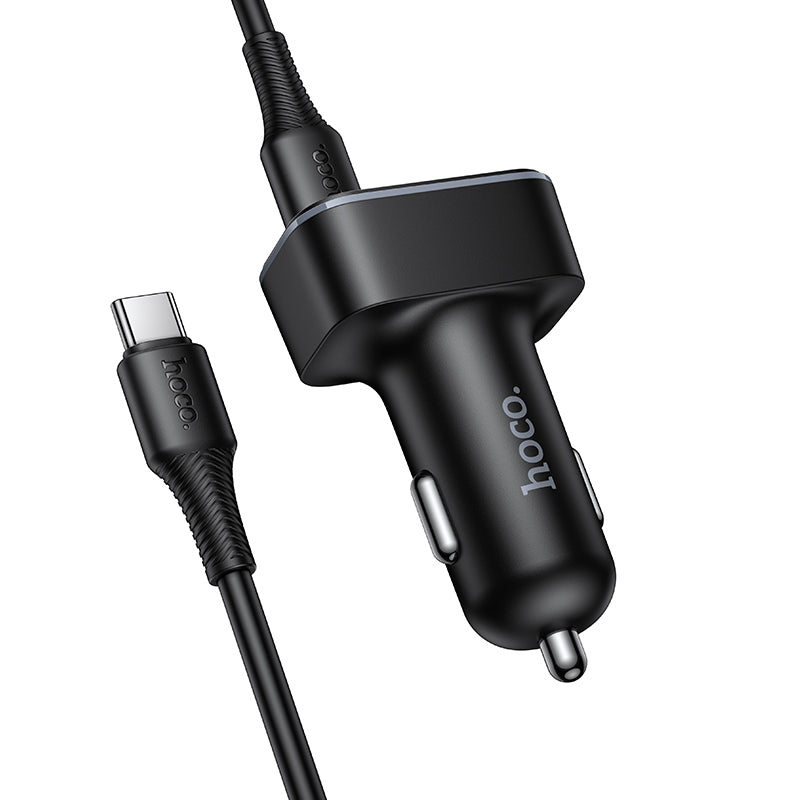 Hoco Z63B Barry 48W PD 30W QC3.0 Digital Display Car Charger Set USB C to Type C