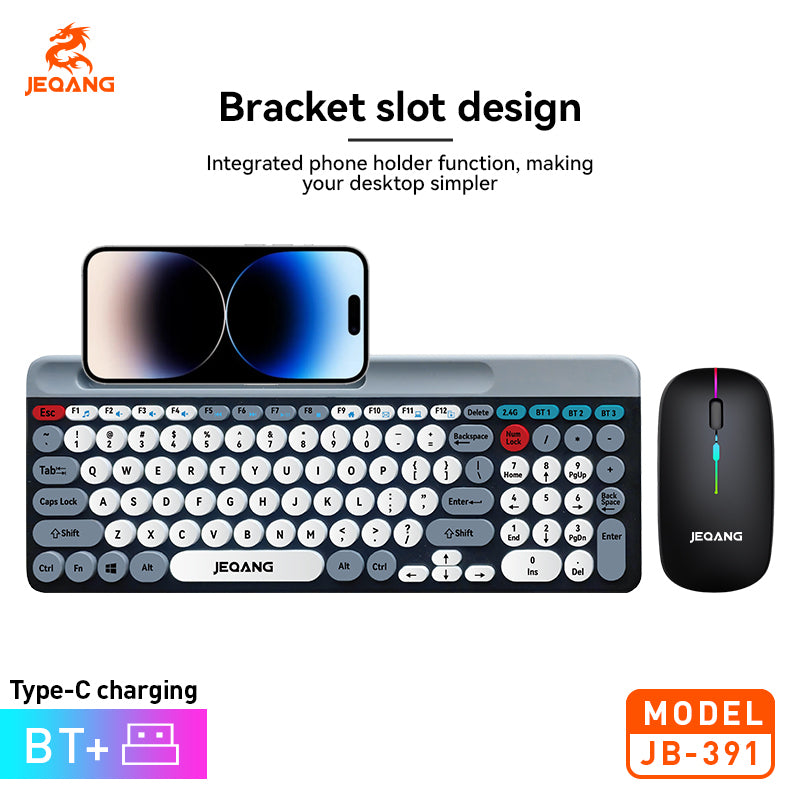 Jeqang JB-391 Ergonomic Wireless Keyboard & Mouse Combo