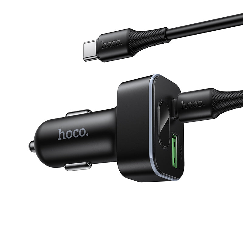Hoco Z63B Barry 48W PD 30W QC3.0 Digital Display Car Charger Set USB C to Type C