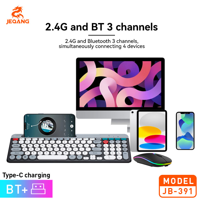 Jeqang JB-391 Ergonomic Wireless Keyboard & Mouse Combo