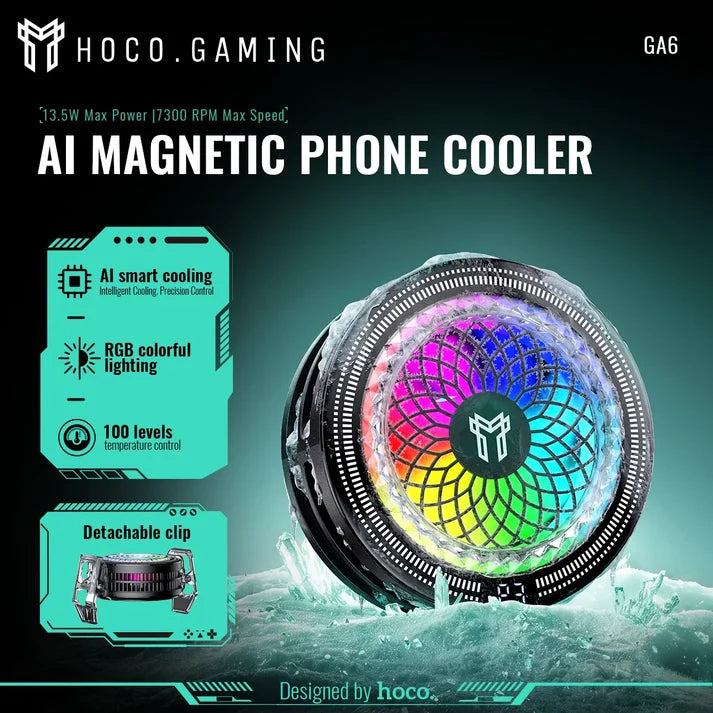 HOCO GA6 AI Magnetic Phone Cooler with RGB Display