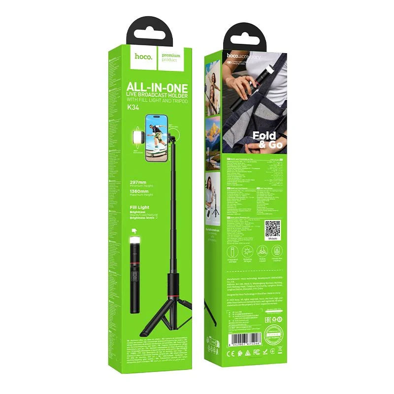 Hoco All-In-One Live Broadcast Holder – Fold & Go Edition HOCO K34
