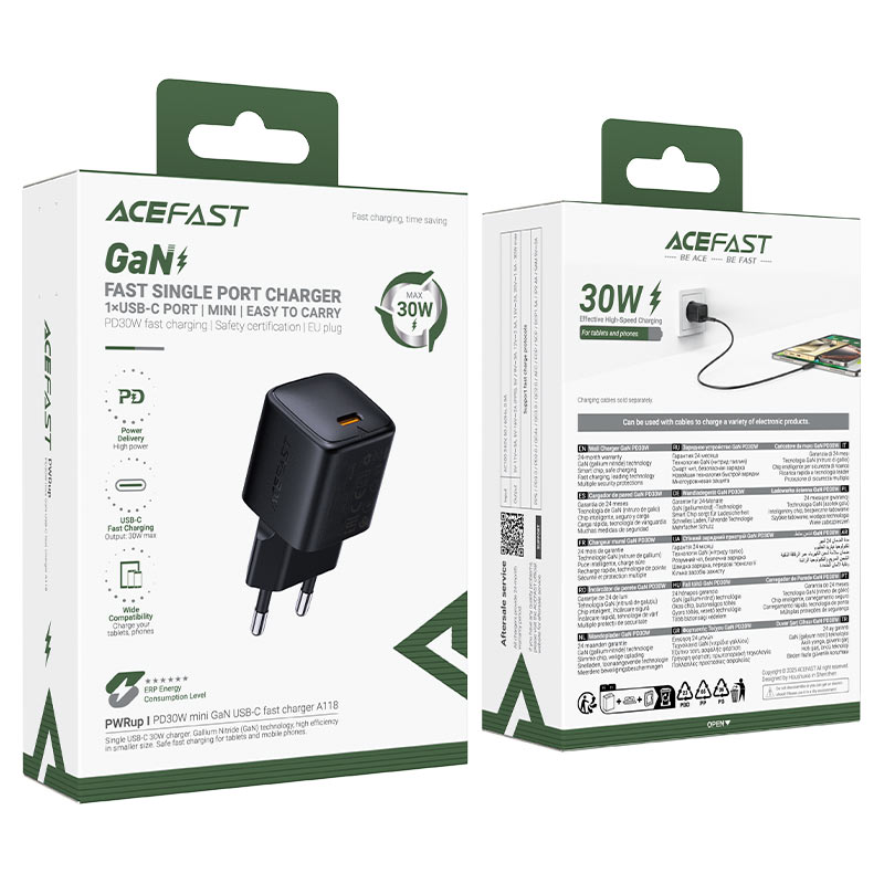 Acefast Fast Charge Wall Charger A118 PD30W GaN (1xUSB-C)