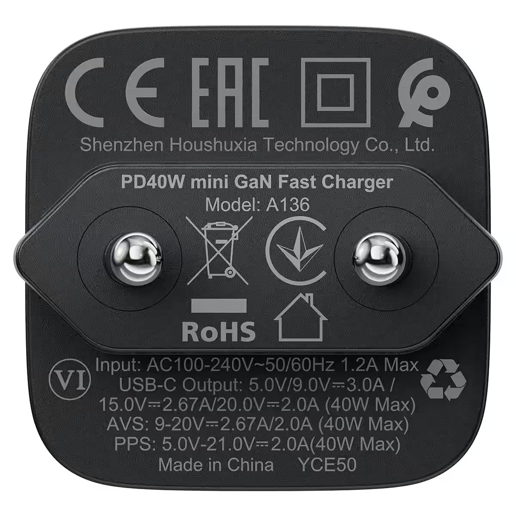 AceFast Fast Charge Wall Charger A136 PD40W GaN (1xUSB-C)