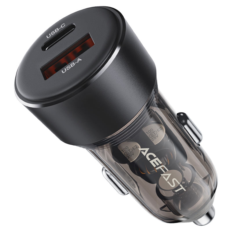 Fast Charge Car Charger B12 60W (1xUSB-C + 1xUSB-A)