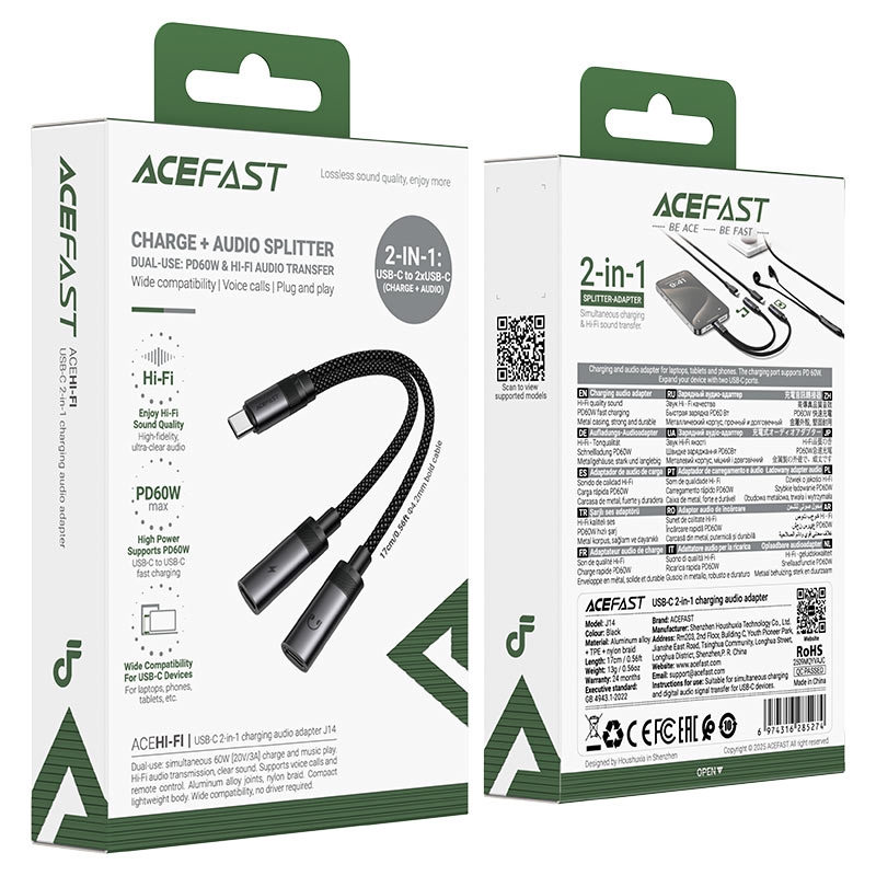 Acefast Adapter J14 USB-C to 2xUSB-C
