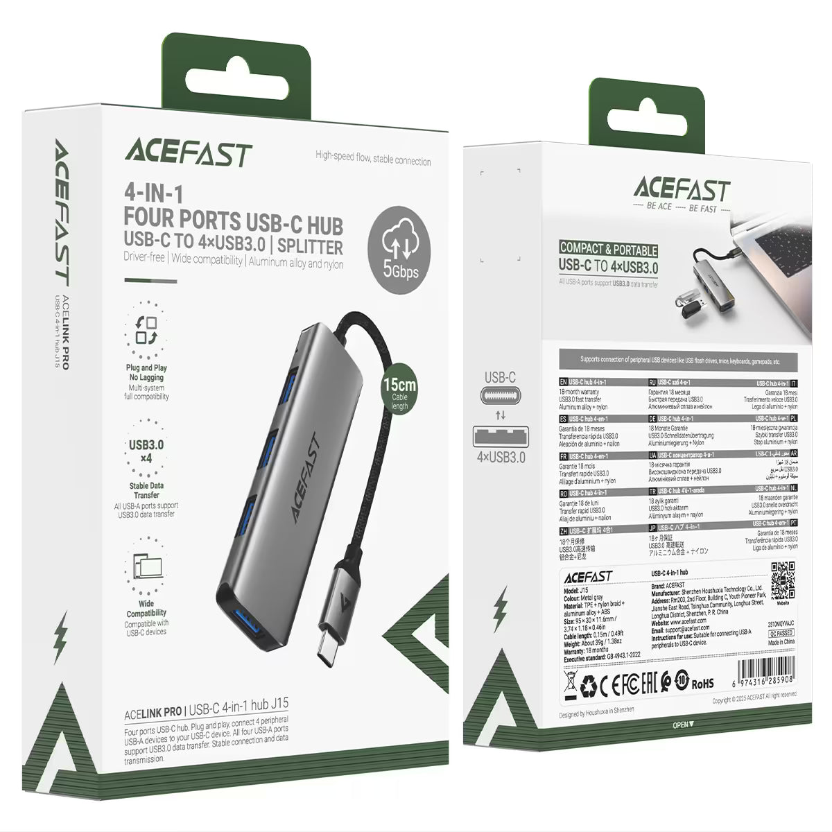 AceFast USB-C Hub J15 4-in-1