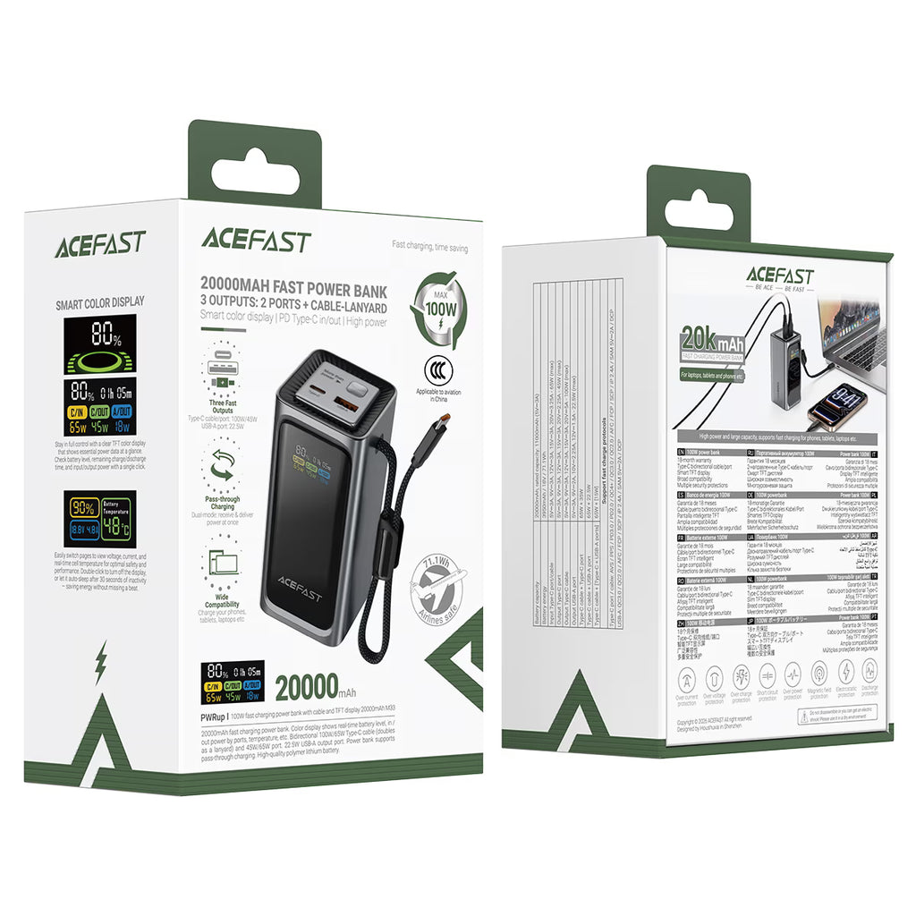Acefast Fast Charge Power Bank M33 PD100W 20000mAh