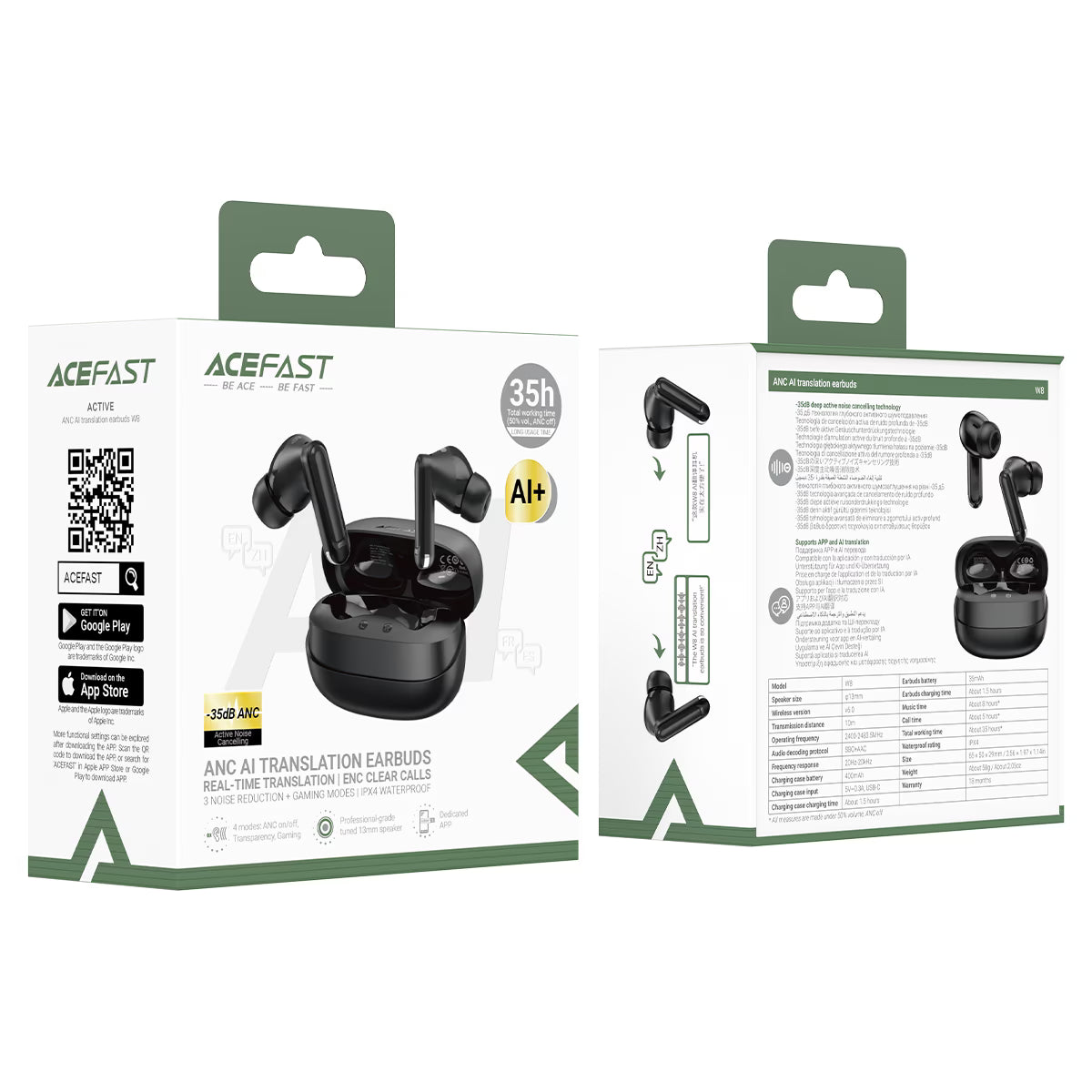 Acefast TWS Earbuds W8 ANC AI Translation