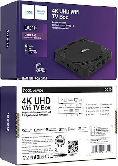 Hoco DQ10 Plus 4K UHD Smart Android TV Box (4GB RAM / 32GB ROM)
