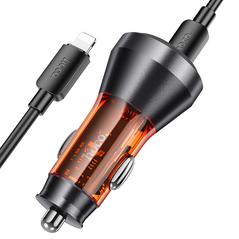 Hoco Car charger “NZ12D” 60W cable set Lightning