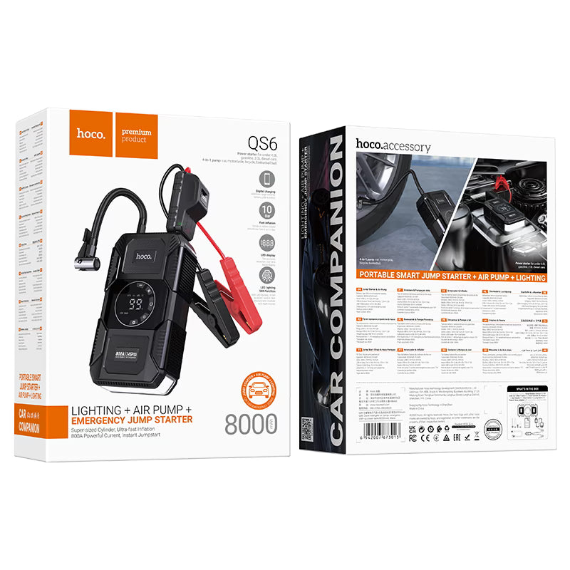 Power bank “QS6 Clever” jump starter + air pump 8000mAh