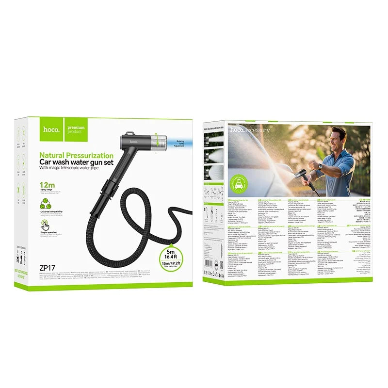 Hoco Car Wash Gun Set – 16.4 ft Expandable High‑Pressure Hose & Spray Gun