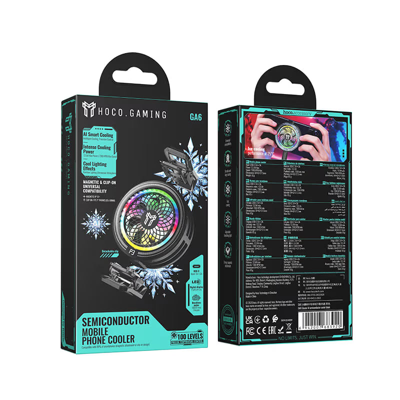 HOCO GA6 AI Magnetic Phone Cooler with RGB Display